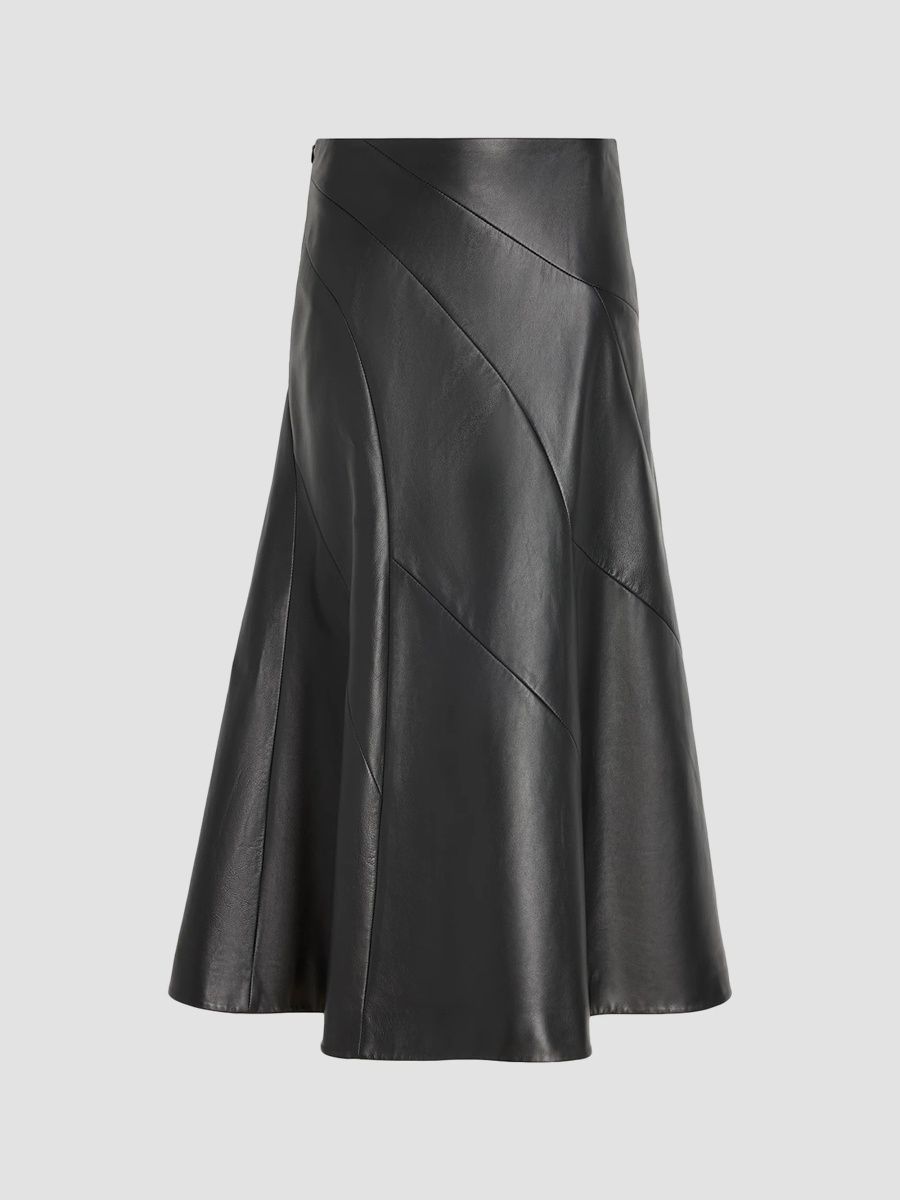 Proenza Schouler Women's Kenza Leather A-Line Midi Skirt - Black - Size 6