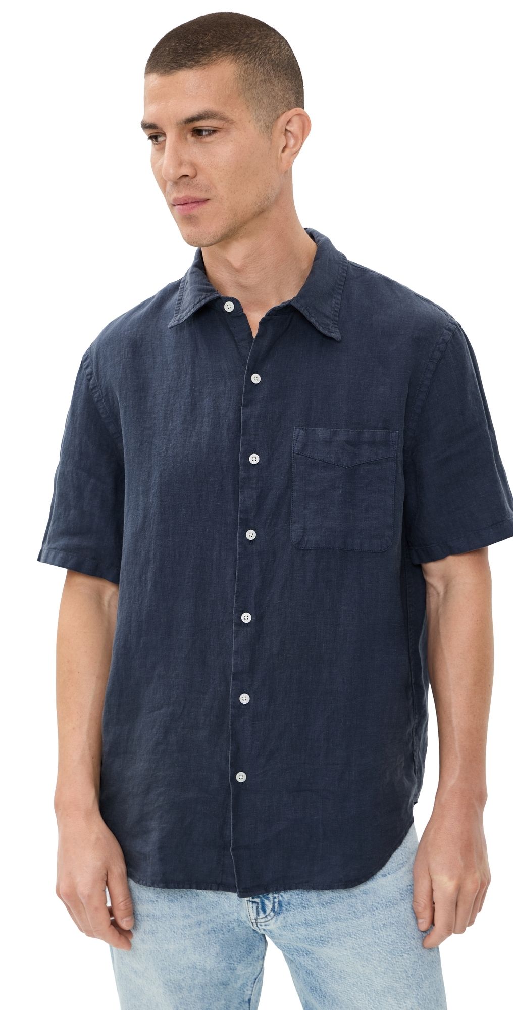 Madewell Short Sleeve Linen Shirt Ink XXL