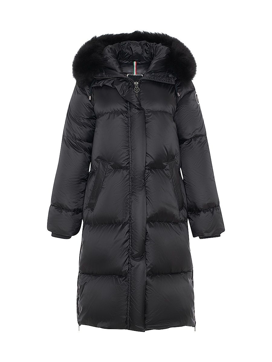 Women's Apres-Ski Jacket with Detachable Toscana Lamb Hood Trim - Black - Size Medium