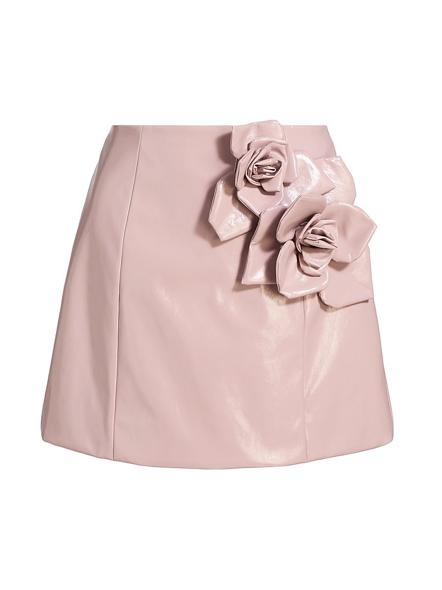 Women's Liva Rose Faux Leather Miniskirt - Mauve - Size 12
