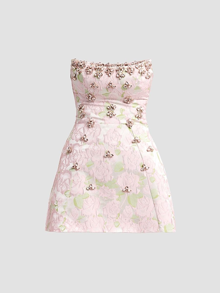 Women's Garden Jacquard Mini Dress - Pink - Size 8