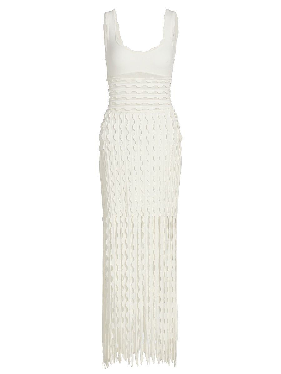 Women's Brionne Scalloped Knit Midi-Dress - Ivory - Size XS