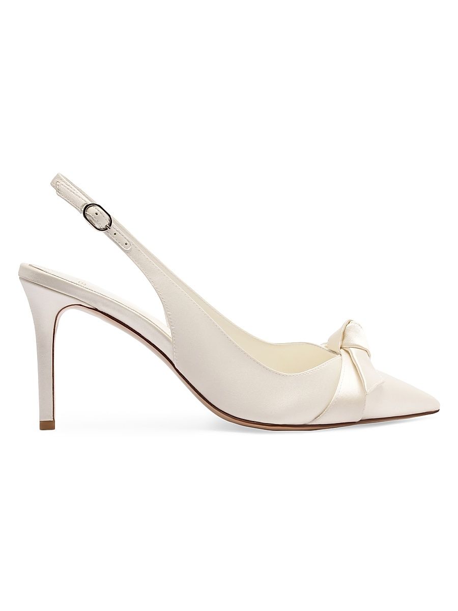 Women's Clarita Classic 85MM Leather Slingback Pumps - Bianco - Size 9