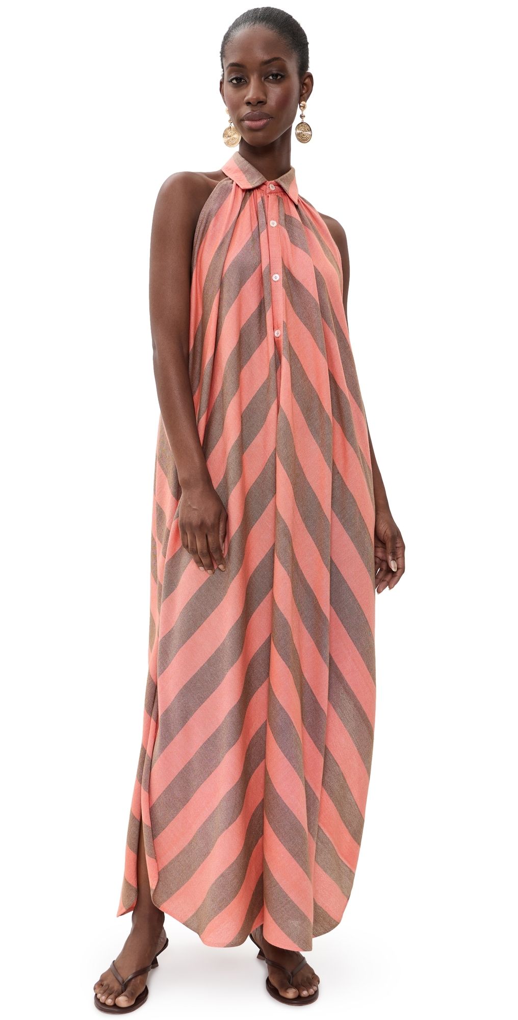 MARRAKSHI LIFE The Collared Halter Midi Dress Stripe 62 L