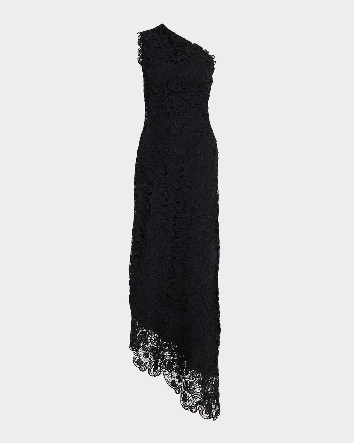 Asymmetric Guipure Lace One-Shoulder Fown