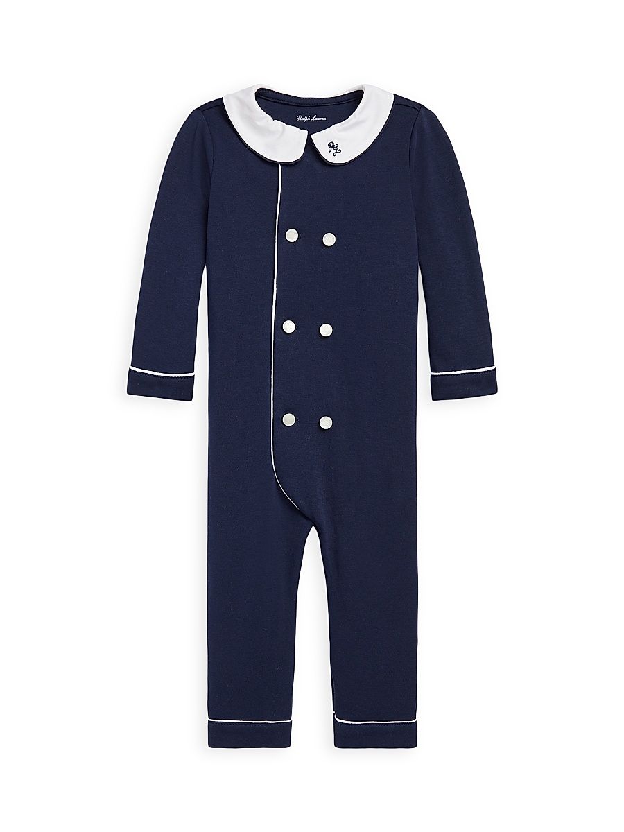 Baby Boy's Organic Cotton Double-Breasted Coverall - French Navy - Size 9 Months