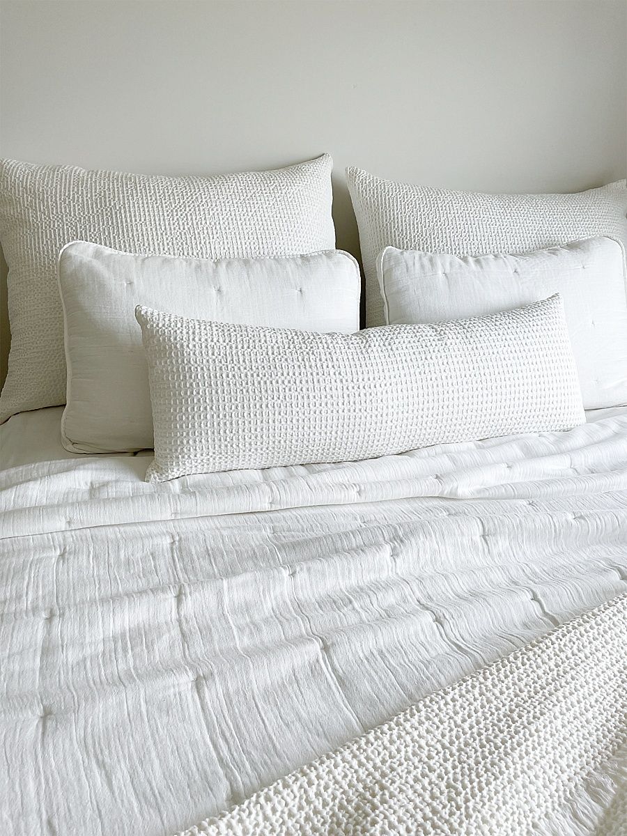 Euro Cotton Down Waffle Weave Pillow - White - Size Large