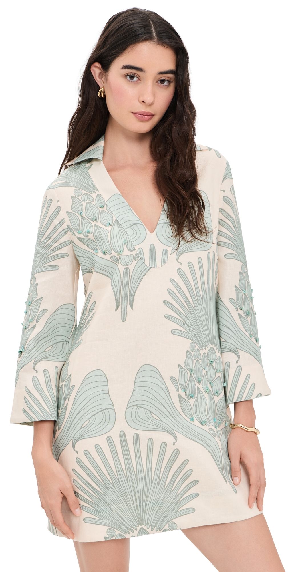 Andres Otalora Aziza Mia Embroidered Mini Tunic Mint Mosaique 8