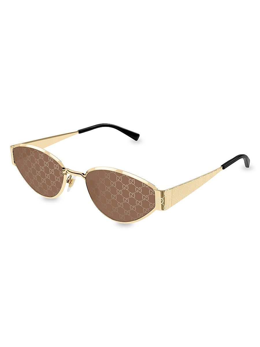 Women's Guccissima 55MM Geometric Sunglasses - Gold Brown