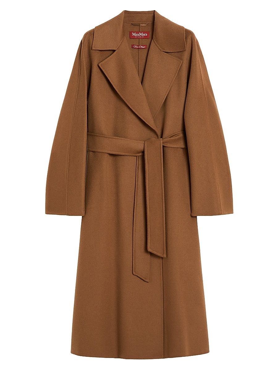 Women's Wool Cashmere and Silk Coat - Camel - Size 0