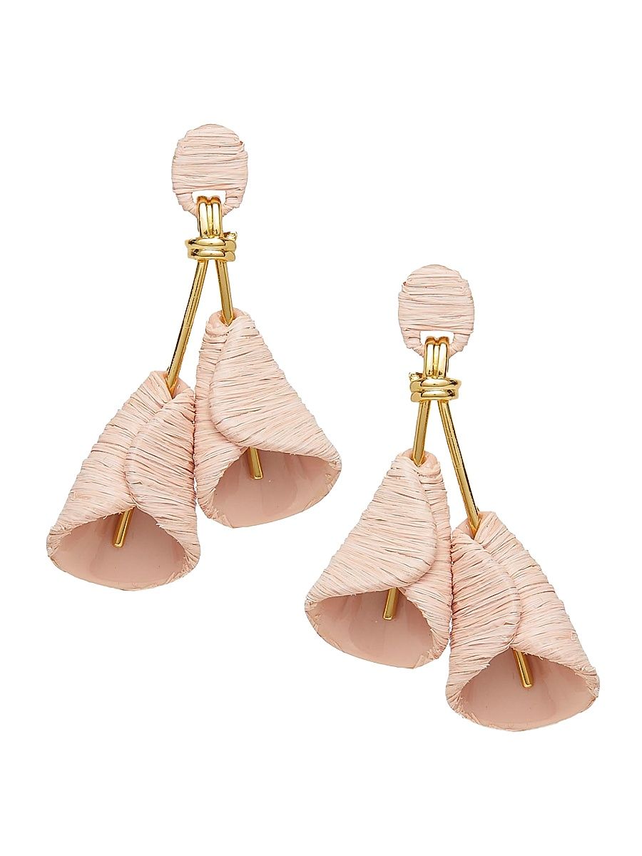 Women's Calla Lily 14K-Gold-Plated & Raffia Drop Earrings - Natural