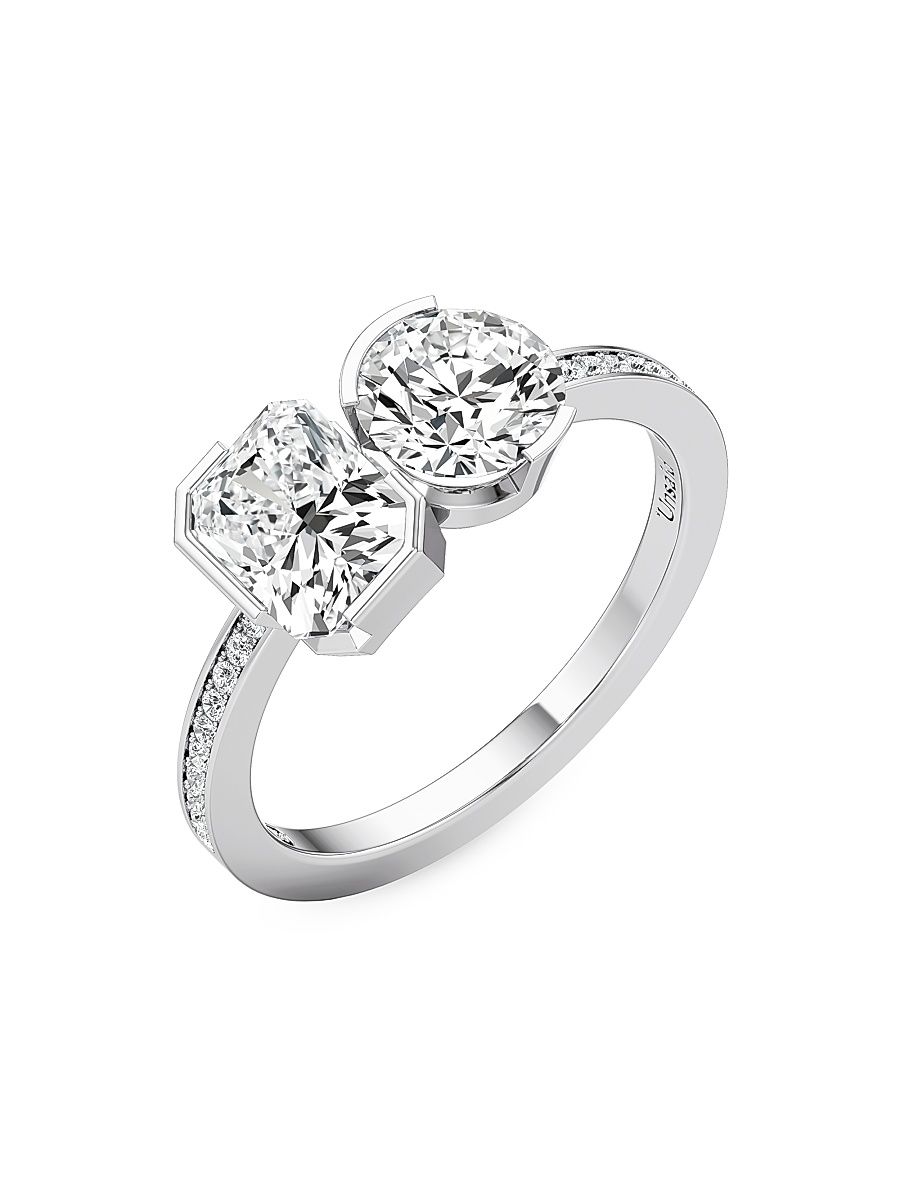 Women's Meta 18K White Gold & 2.09 TCW Lab-Grown Diamond Toi Et Moi Ring - White Gold - Size 6.75