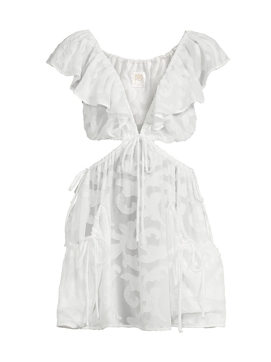 Women's Delilah Scroll Burnout Minidress - White - Size Large