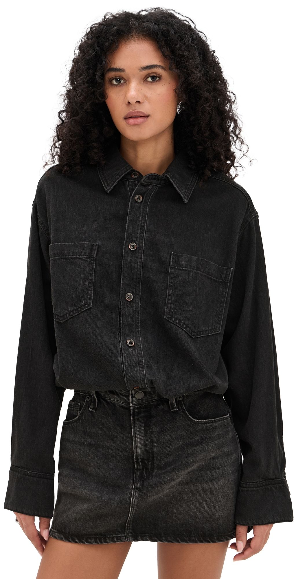 Good American Denim Shirt Dress Black389 S