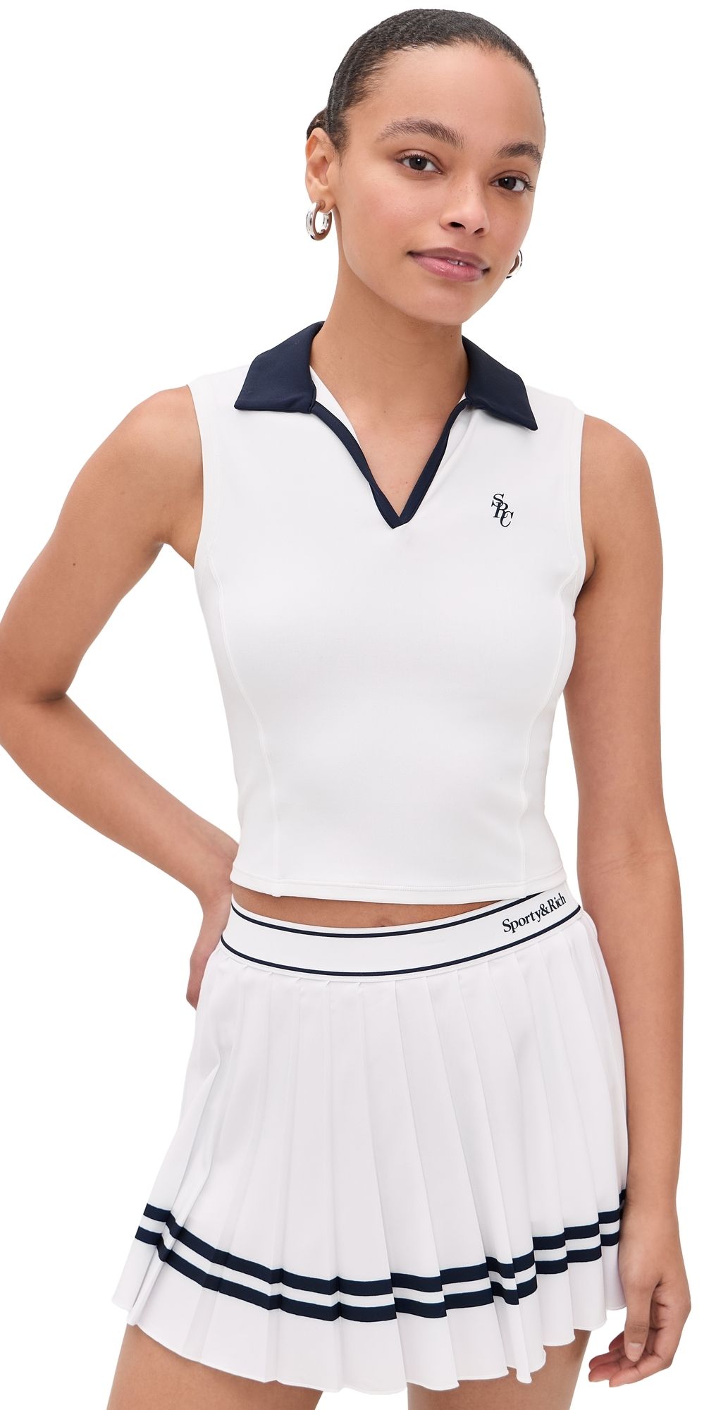 Sporty & Rich SRC Sports Polo Vest White/Dark Navy XL