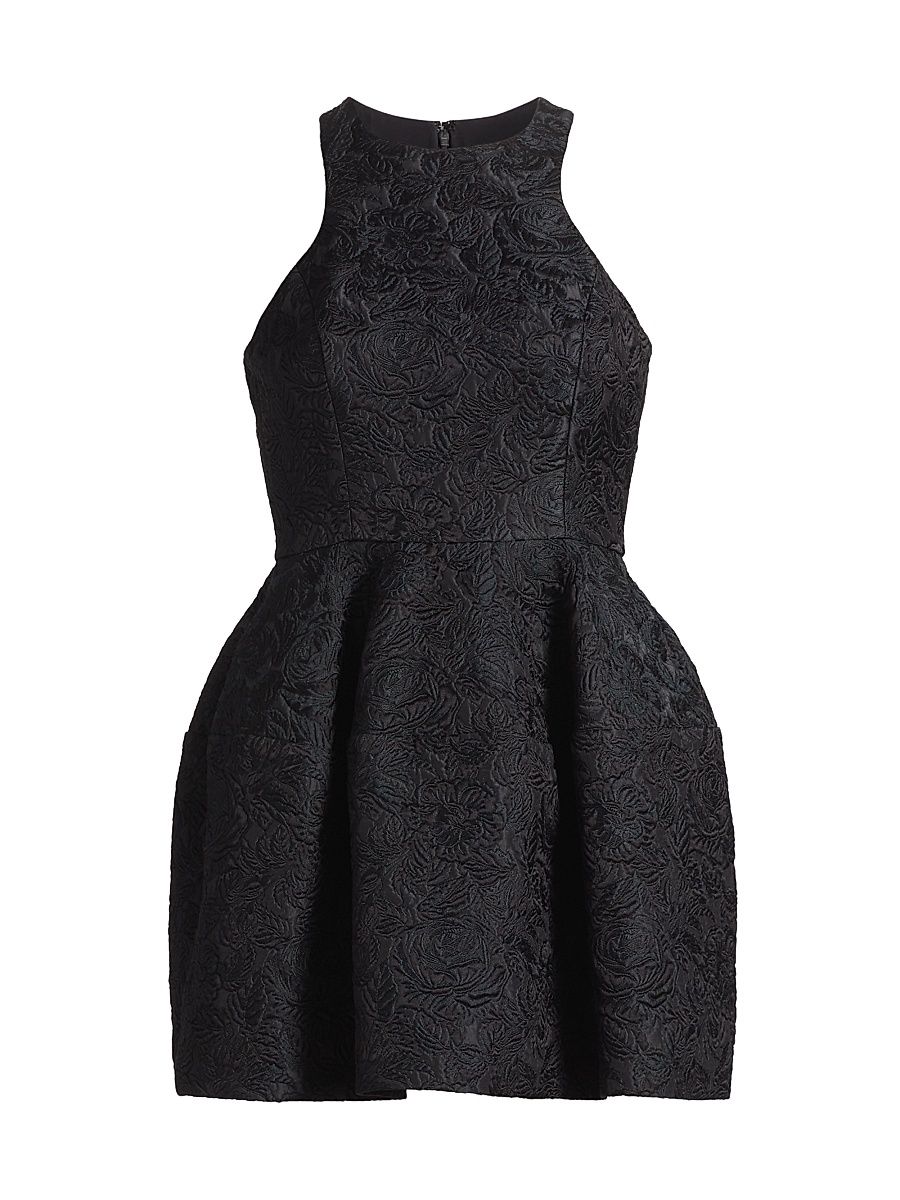 Women's Floral Matelassé Racerback Bubble Minidress - Black - Size 12