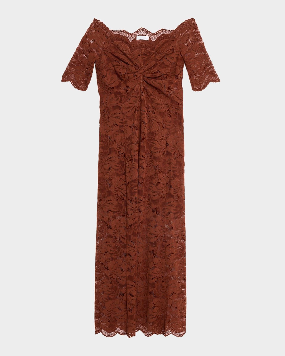 Twisted Off-The-Shoulder Lace Maxi Dress