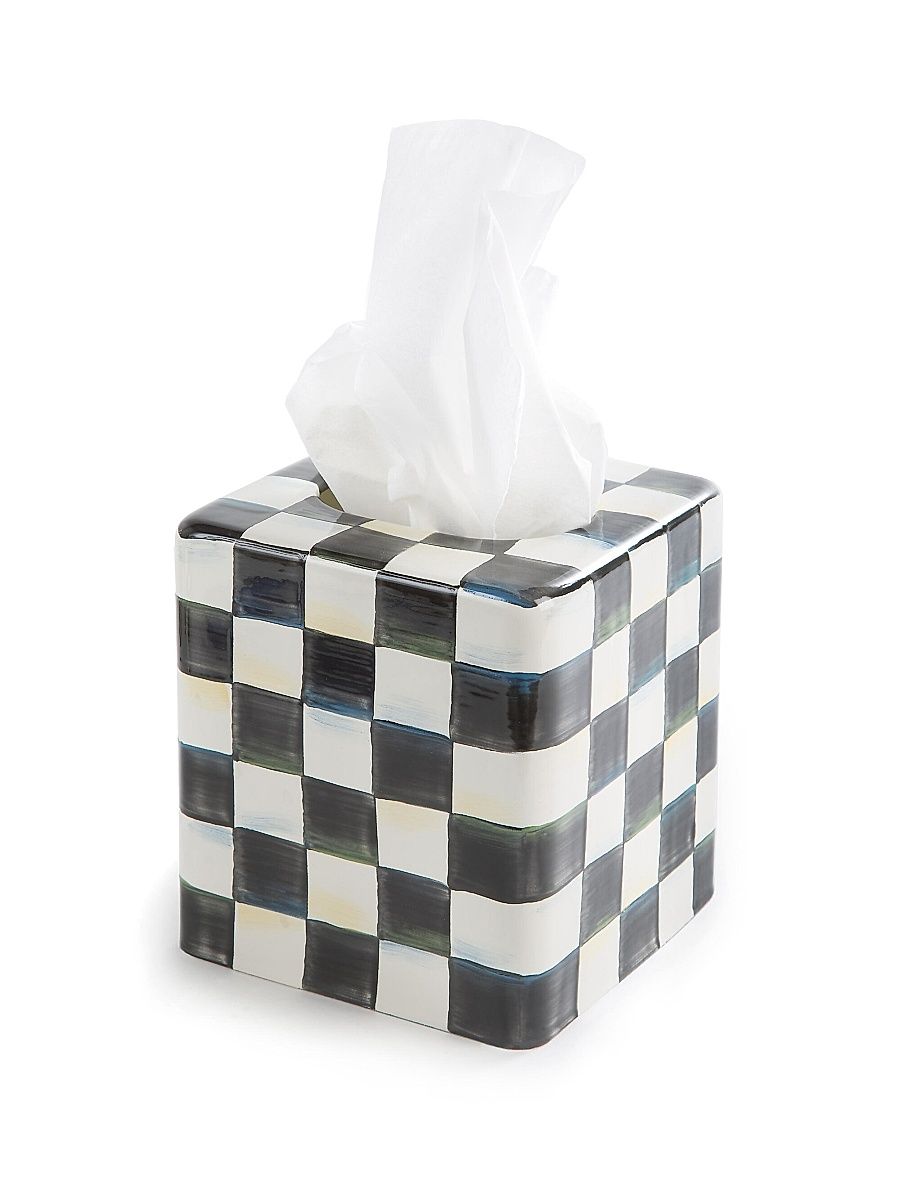 Courtly Check Enamel Tissue Box Cover