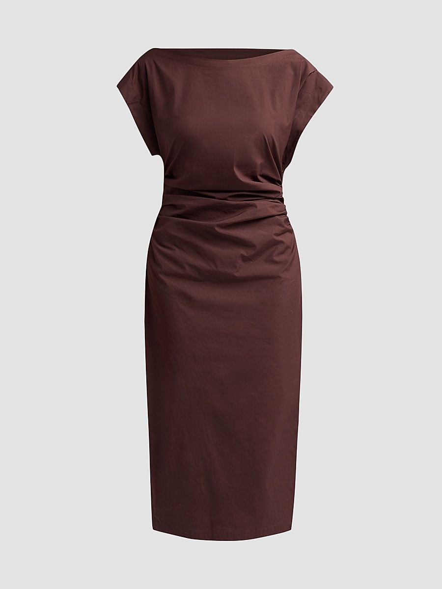 Women's Nara Gathered Short-Sleeve Midi-Dress - Ganache - Size 14