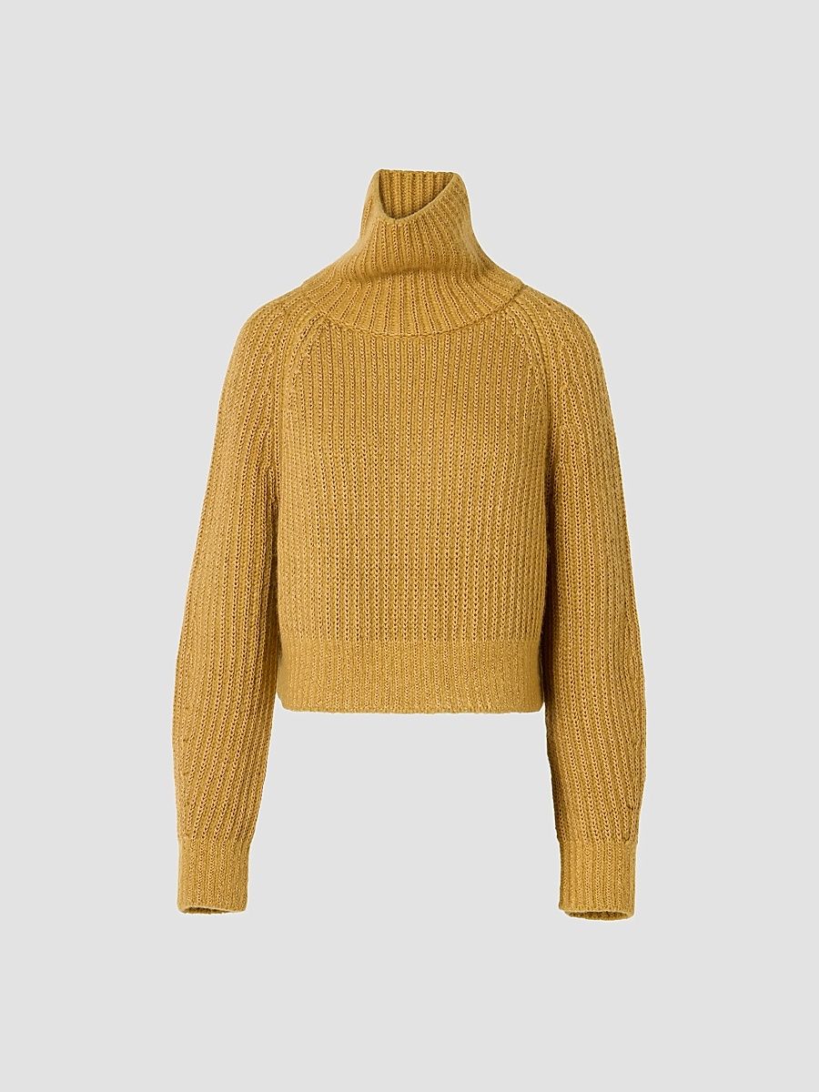Women's Chunky Knit Turtleneck Sweater - Gold - Size 10