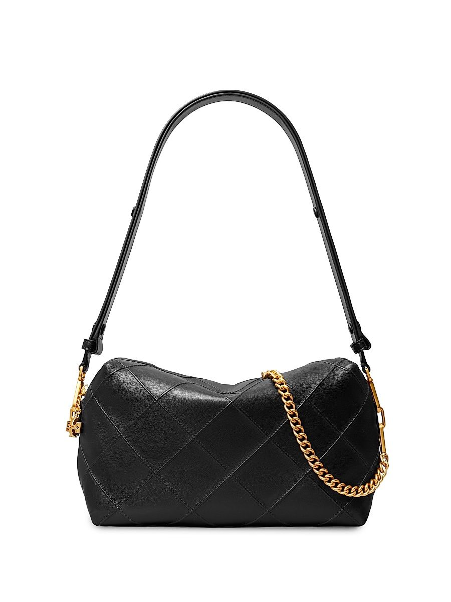 Women's Fleming Large Leather Shoulder Bag - Black