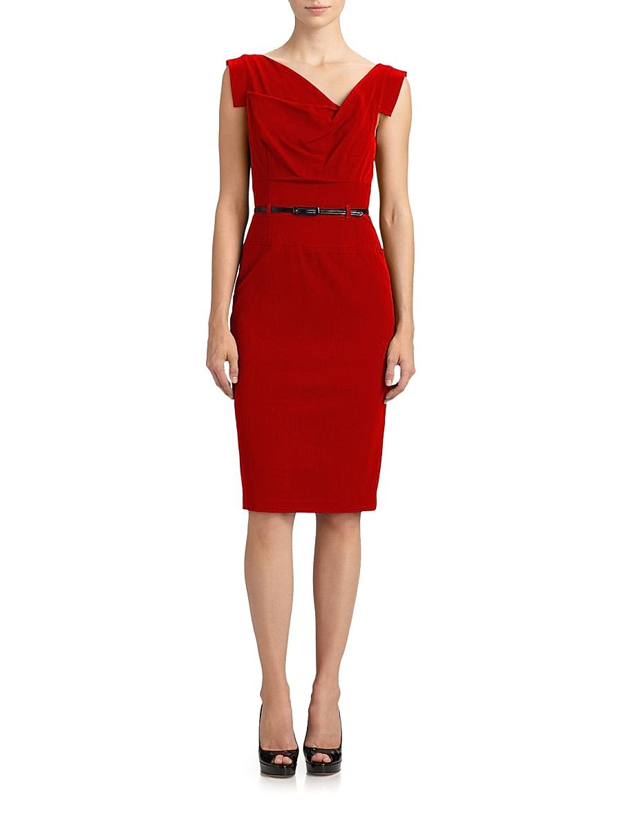 Women's Jackie Belted Sheath Dress - Red - Size 16