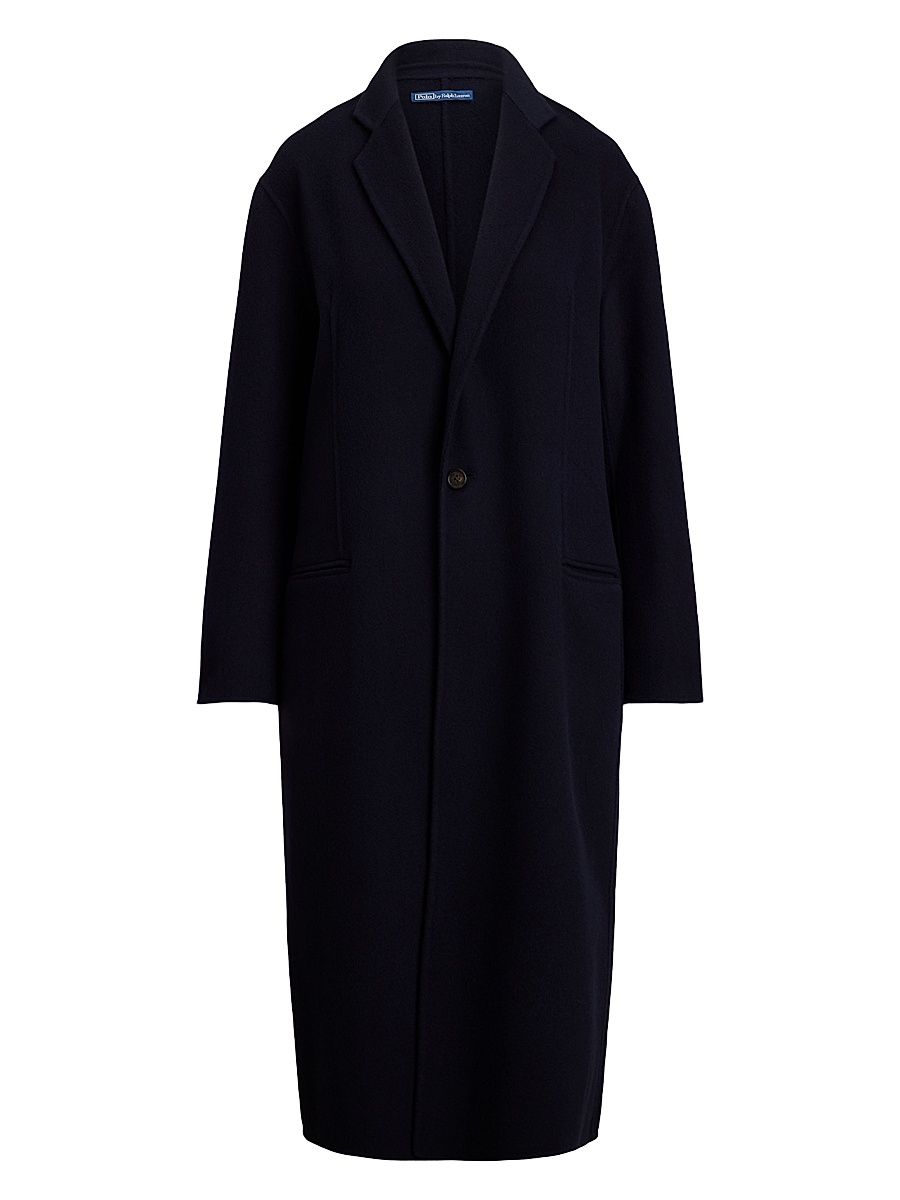 Women's Tailored Wool Coat - Navy - Size XL