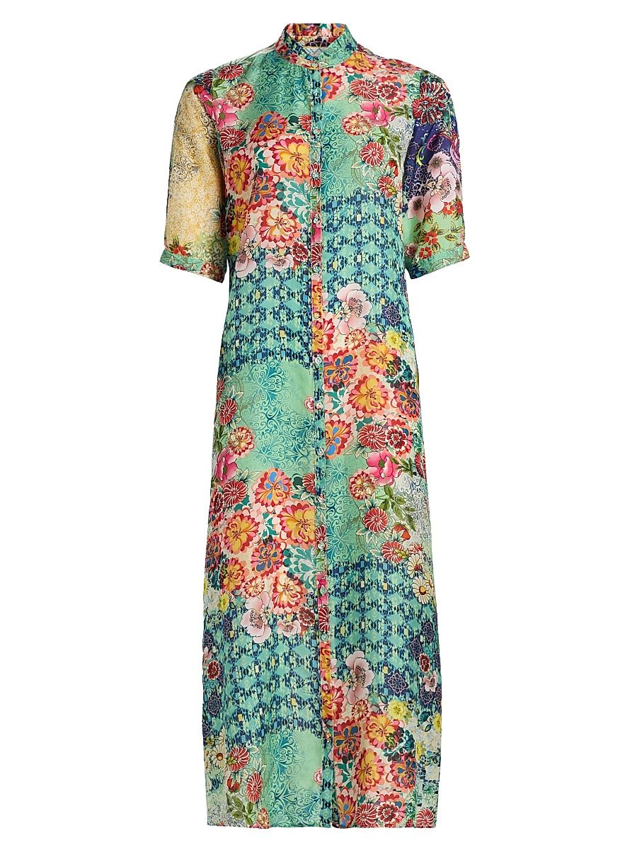 Women's Carlina Silk Midi-Shirtdress - Carlina Scarf - Size XS