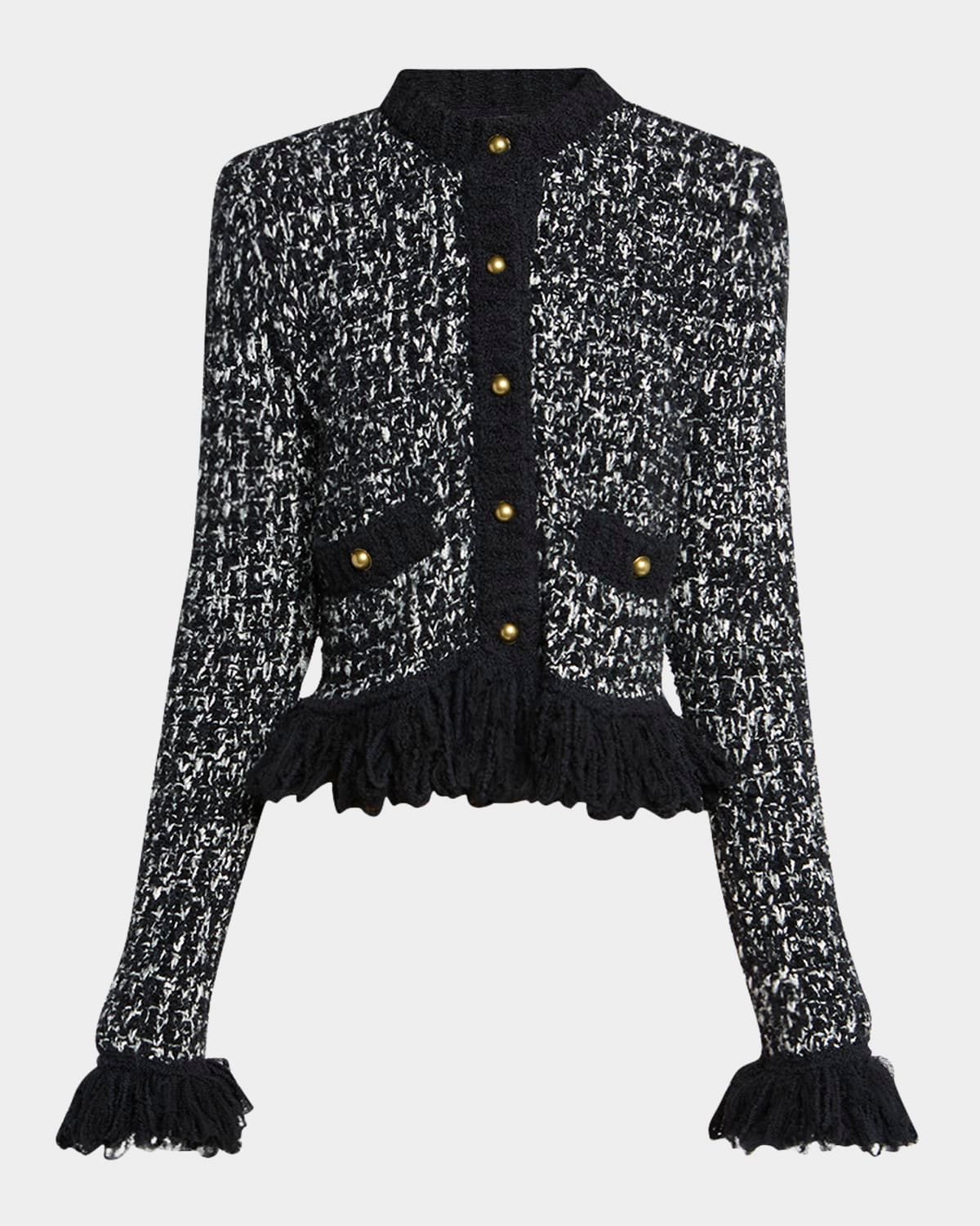 Fringe Button-Front Cardigan