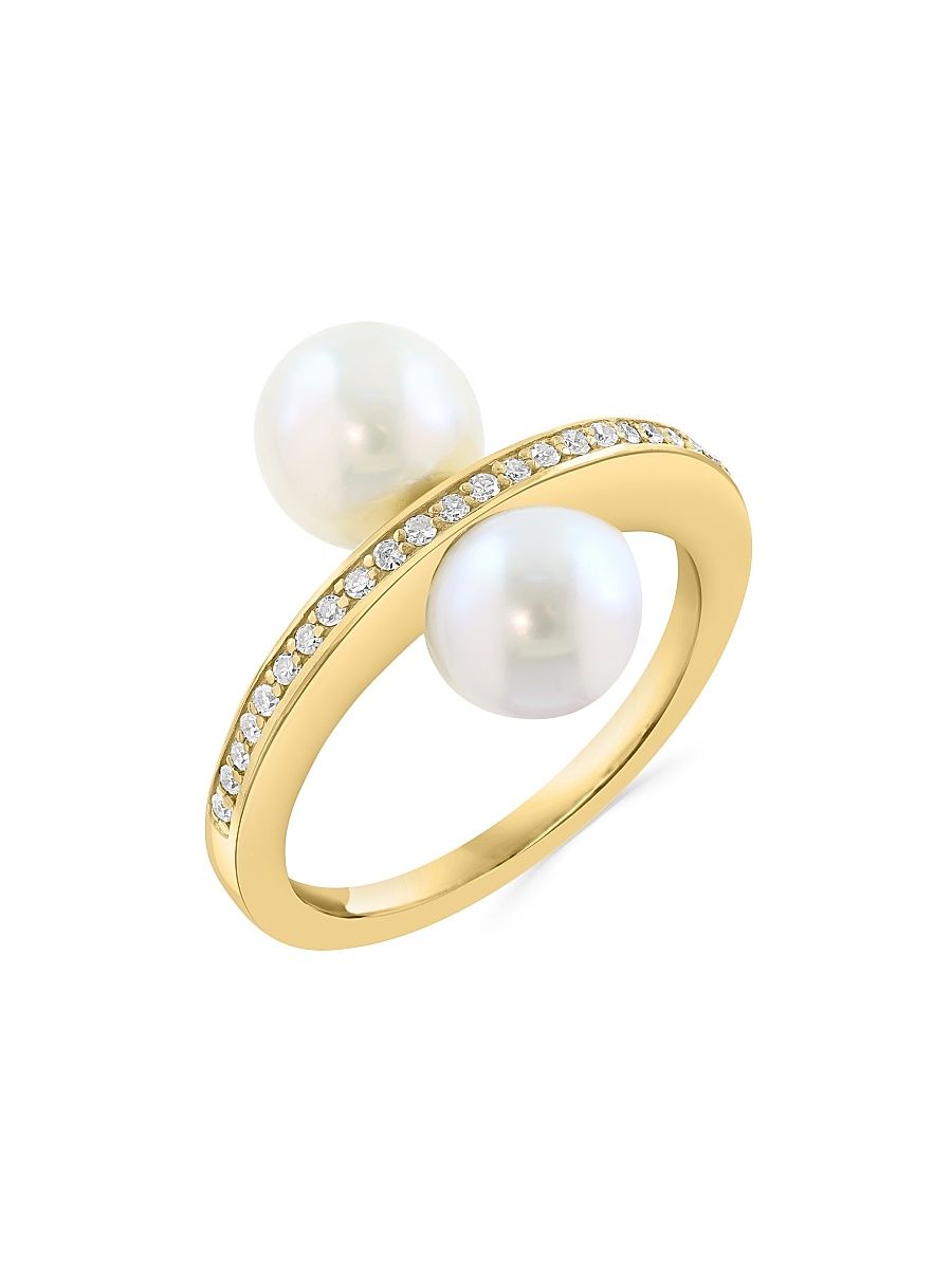 Women's 14K Yellow Gold, Freshwater Pearl & 0.12 TCW Diamond Ring - Yellow Gold - Size 6.5