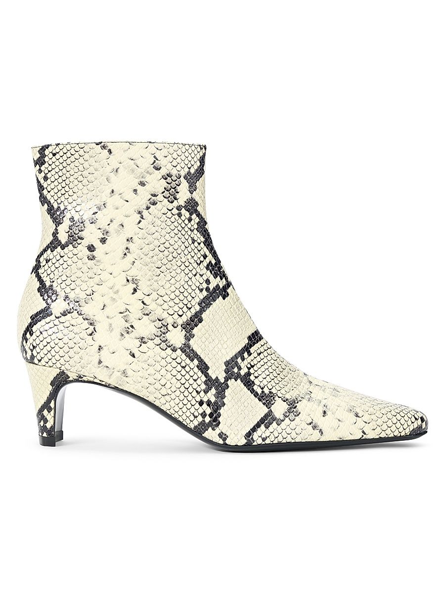 Women's Wally 55MM Snake-Embossed Leather Ankle Boots - White Snake - Size 11