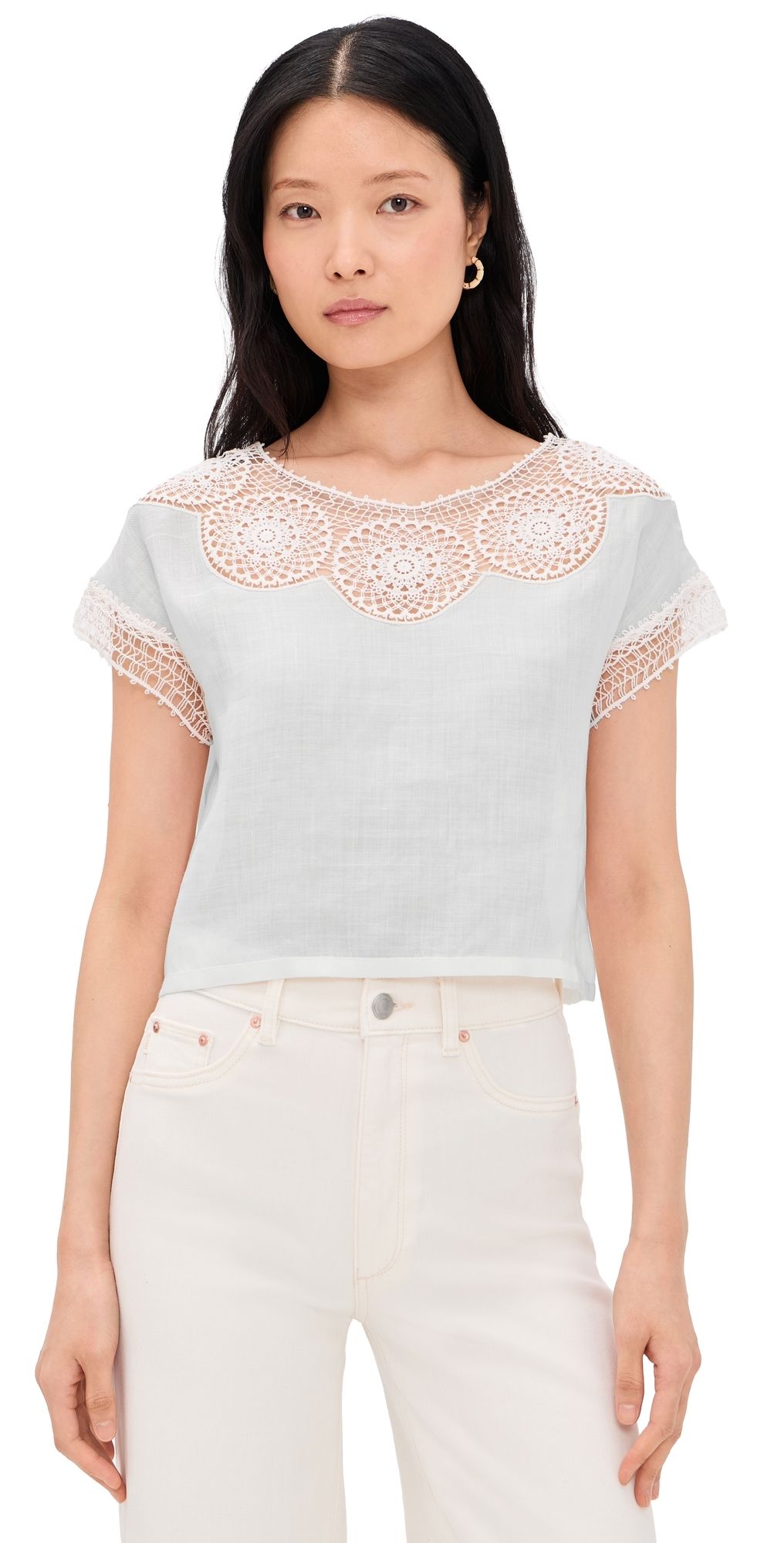 Nili Lotan Caila Ramie Top Ivory S