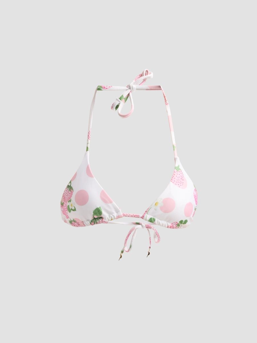 Verandah Women's Bejewelled Triangle Bikini Top - Blush Berries - Size Large