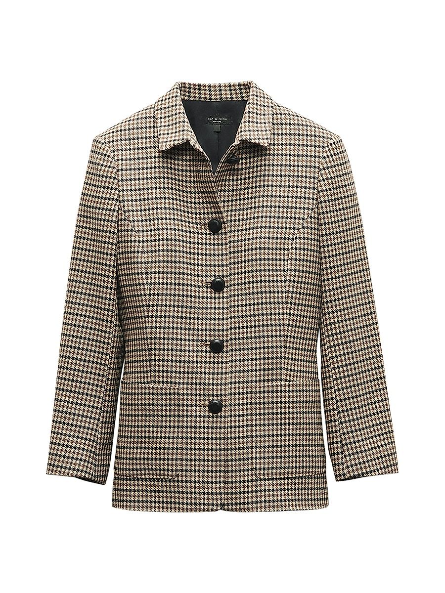 Women's Drew Italian Houndstooth Blazer - Tan Multi - Size 2