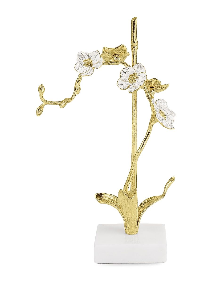 Orchid Brass & Marble Decorative Object