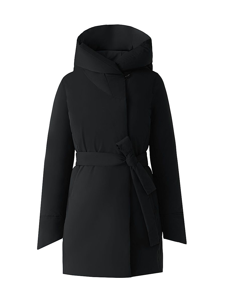 Women's Adelaide Self-Tie Coat - Black - Size XL
