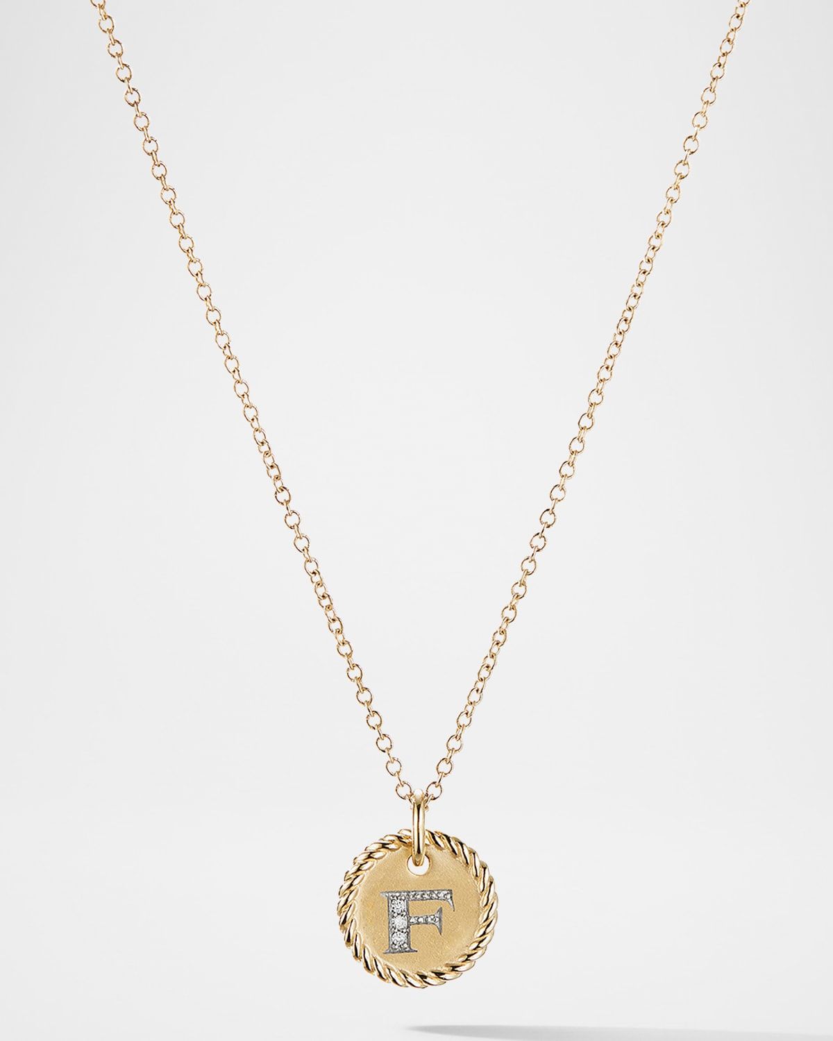 Cable Collectibles Initial Pendant Necklace with Diamonds in 18K Gold, 10mm, 16-18"L