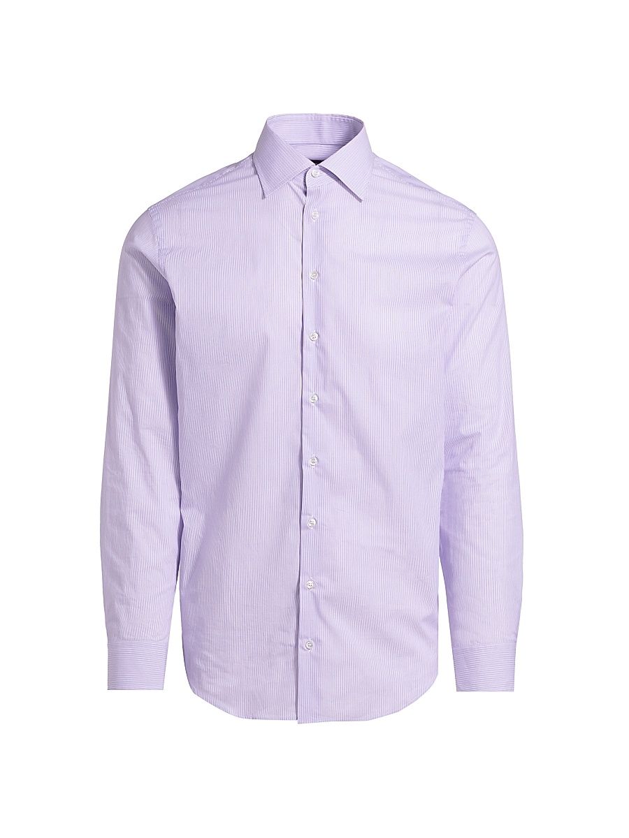 Men's Woven Stripe Cotton Shirt - Purple - Size 17