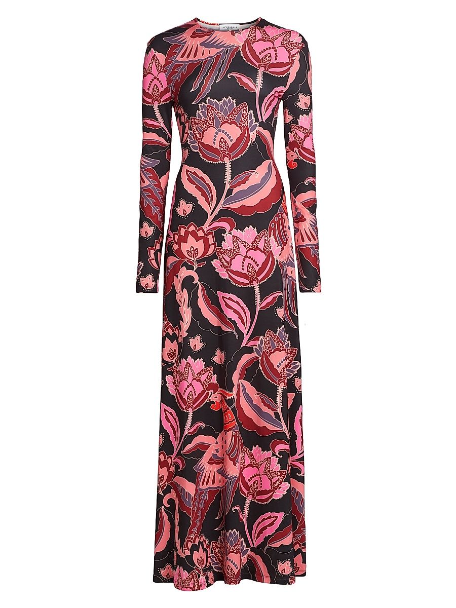 Women's Sam Floral Stretch Jersey Body-Con Maxi Dress - Pretty Petals - Size Large