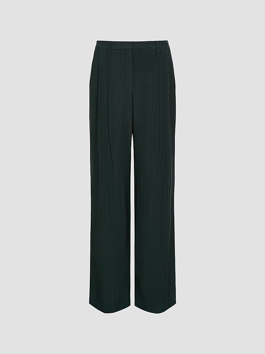 Women's Sulli Textured Pleated Straight-Leg Pants - Darkest Spruce - Size 10