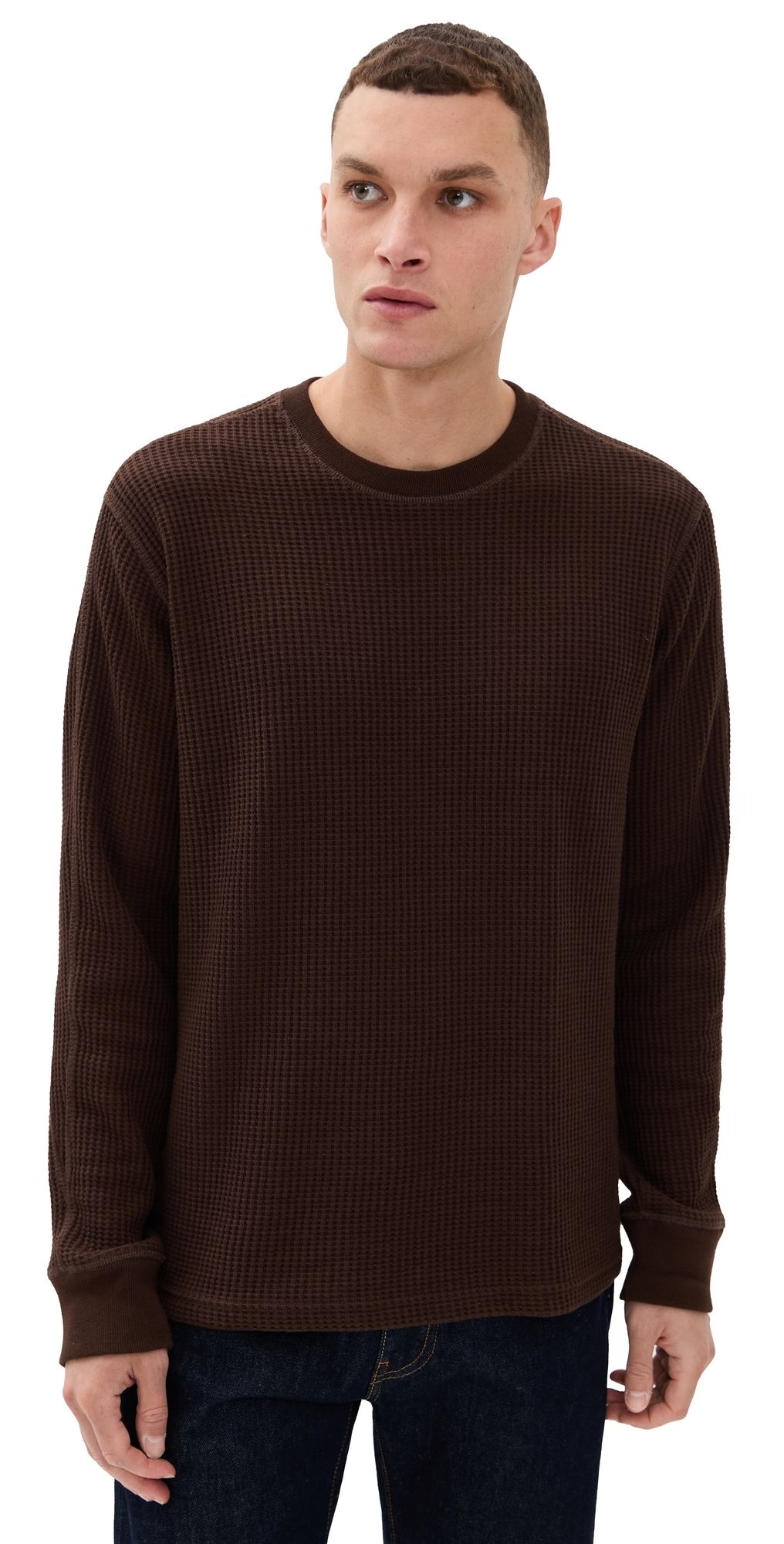 RAILS Wade Waffle Thermal Long Sleeve Tee Chocolate S