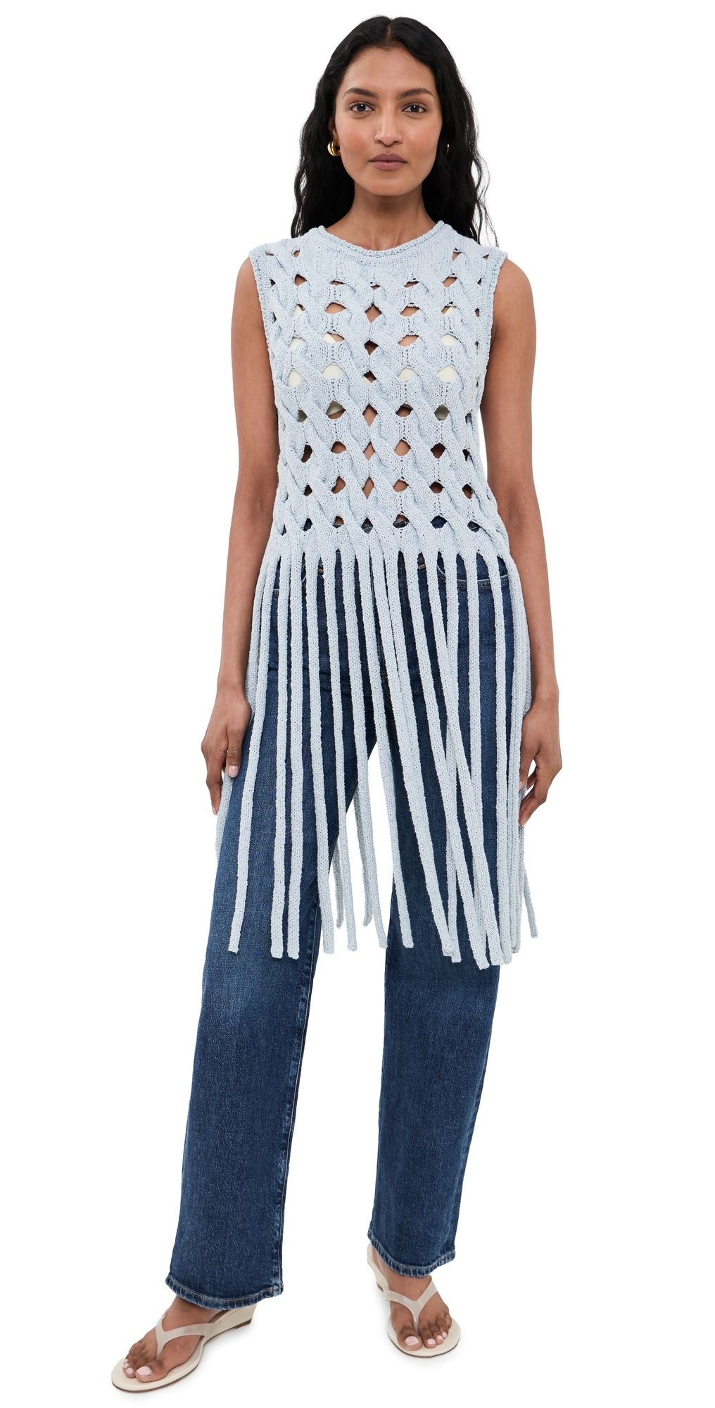 AKNVAS Kiki Fringe Top Light Blue S