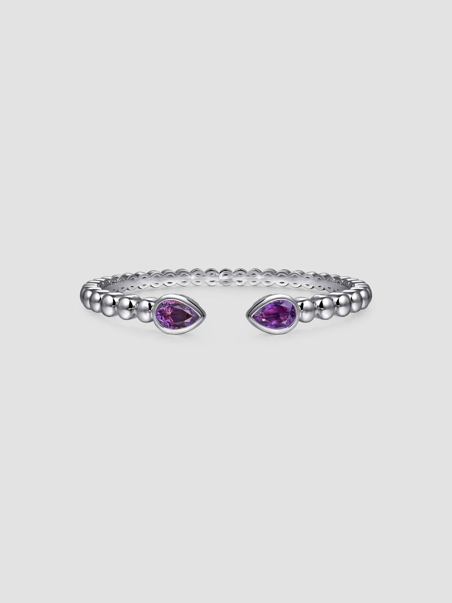 Gabriel & Co Women's Bujukan Sterling Silver & Amethyst Beaded Cuff/5.75" - Sterling Silver