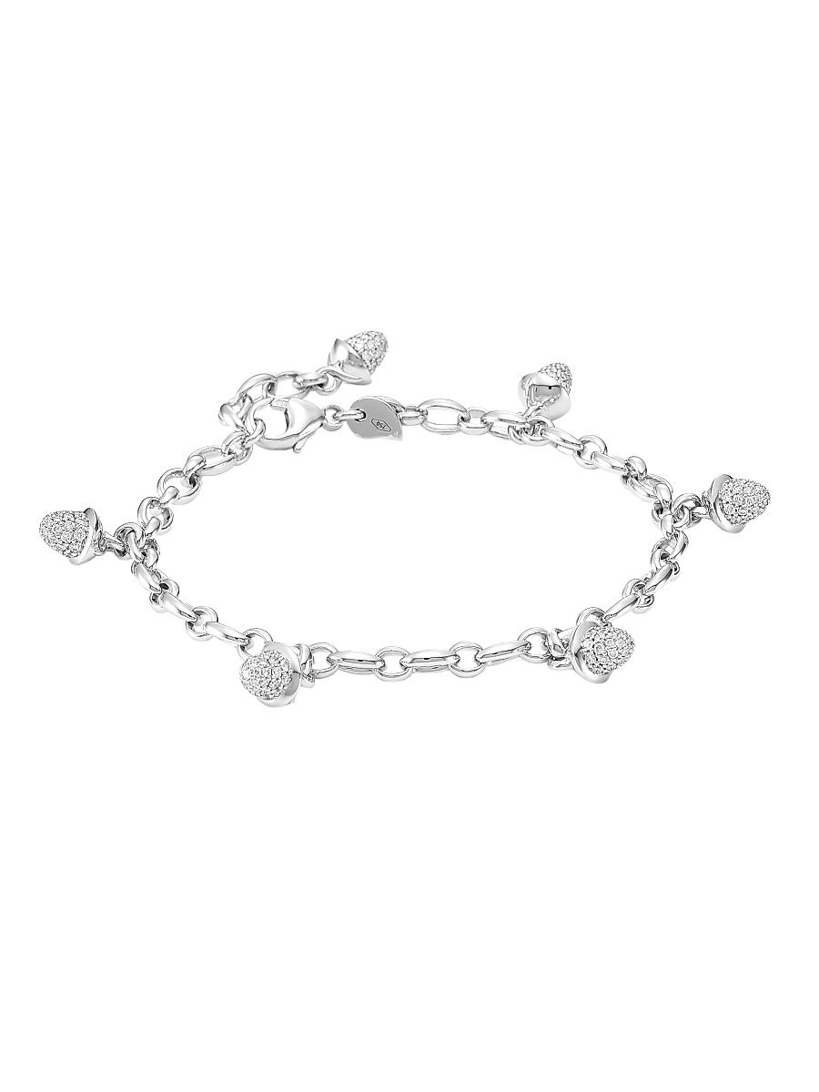Women's Mikado 18K White Gold & Diamond Pavé Acorn Charm Bracelet - White Gold