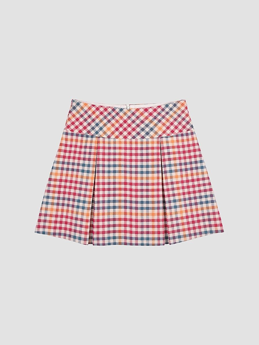 Girl's Plaid Pleated Cotton Skirt - Size 14