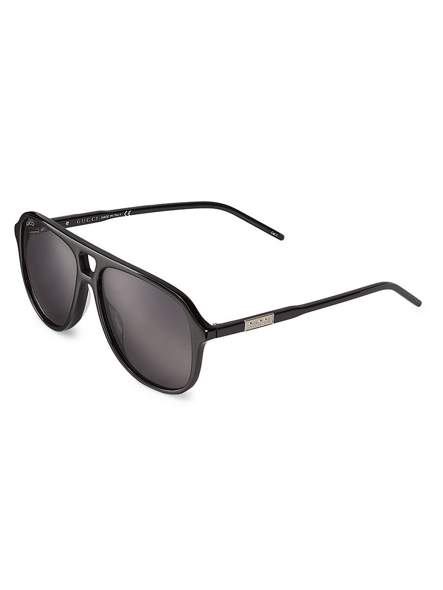 Men's Sophisticated Web Gg1156s-001 Acetate Pilot Sunglasses - Black