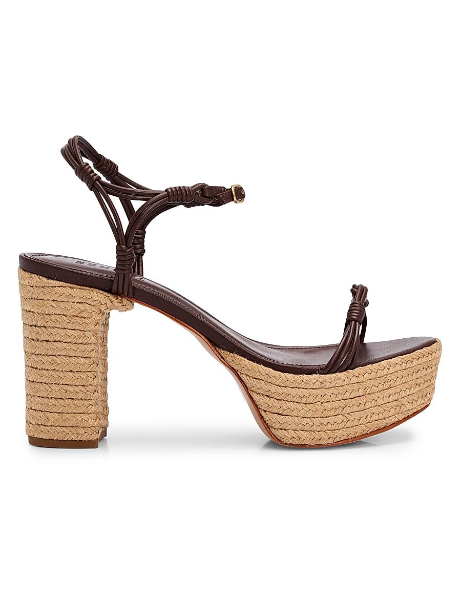 Women's Nara 100MM Leather Espadrille Platform Sandals - Root Brown Tonal - Size 11