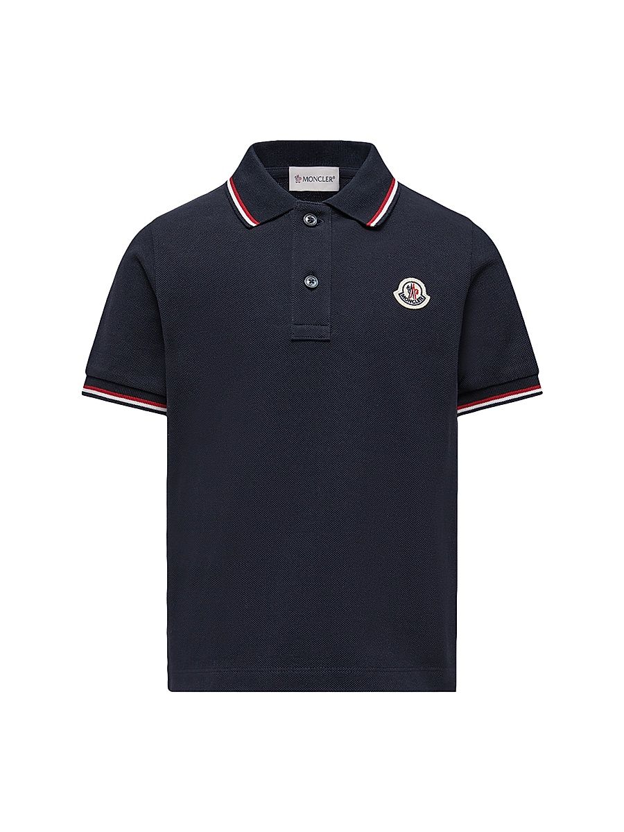 Little Boy's & Boy's Polo Shirt in Cotton Piquet - Navy Blue - Size 14
