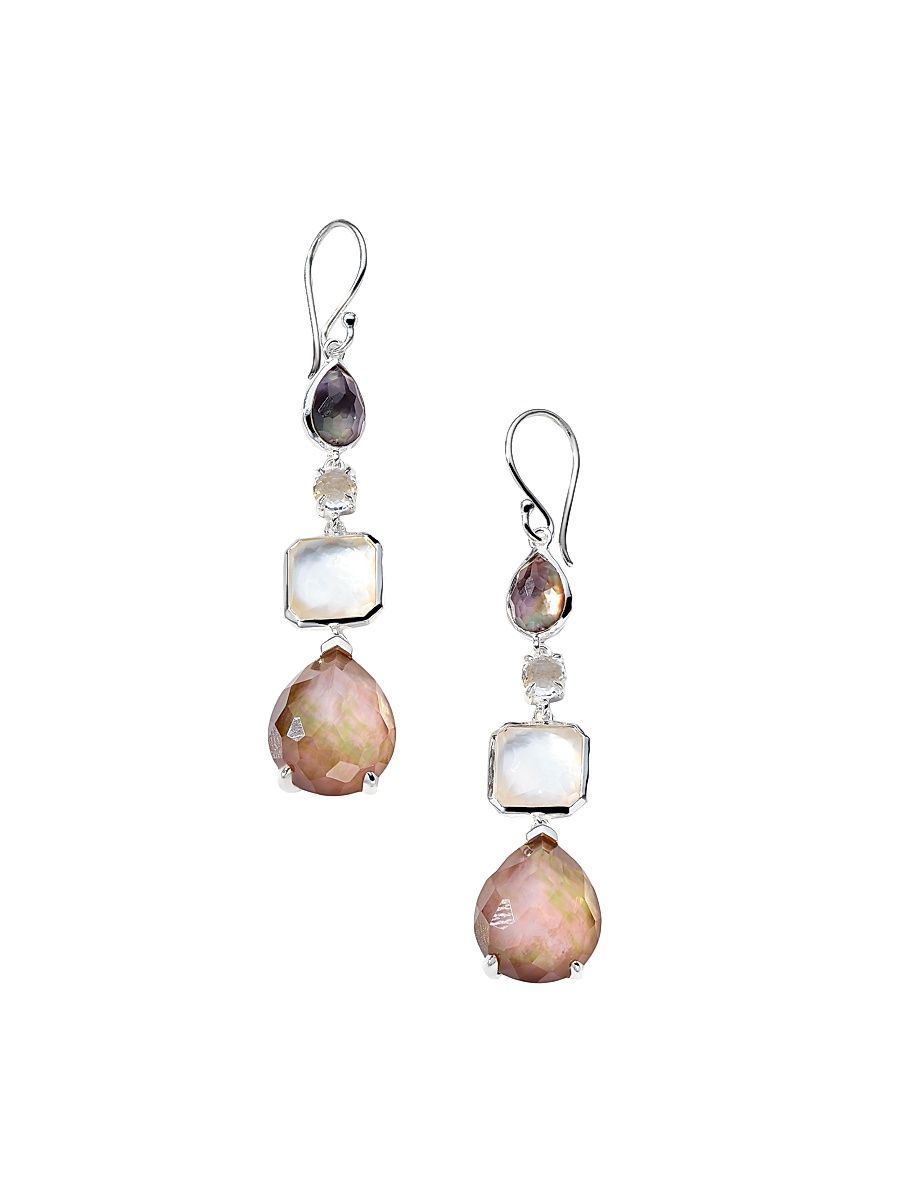 Women's Rock Candy Black Tie Semi-Precious Multi-Stone & Sterling Silver Mixed Linear Drop Earrings - Sabbia