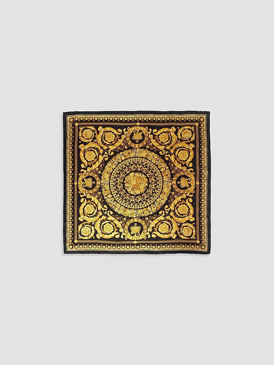 Versace Women's Barocco Print Silk Foulard - Black Gold
